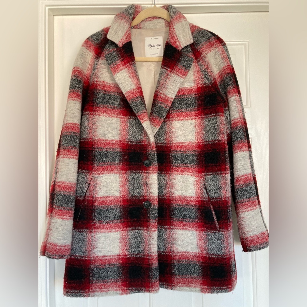 Madewell single breasted plaid coat